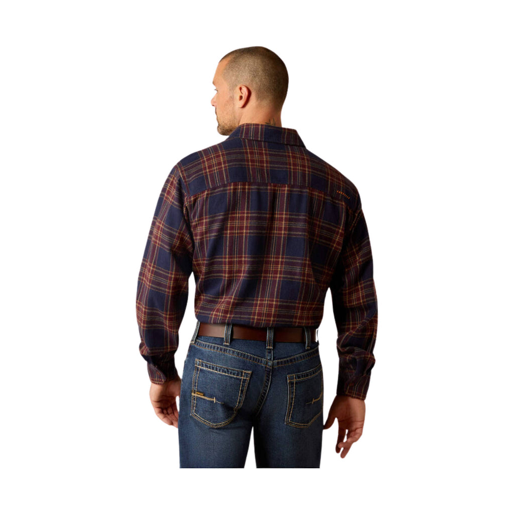 Ariat Men's Rebar Heavy Flannel Work Shirt - Navy/ Malbec - ONLINE STORE CREDIT/EXCHANGE ONLY - Lenny's Shoe & Apparel