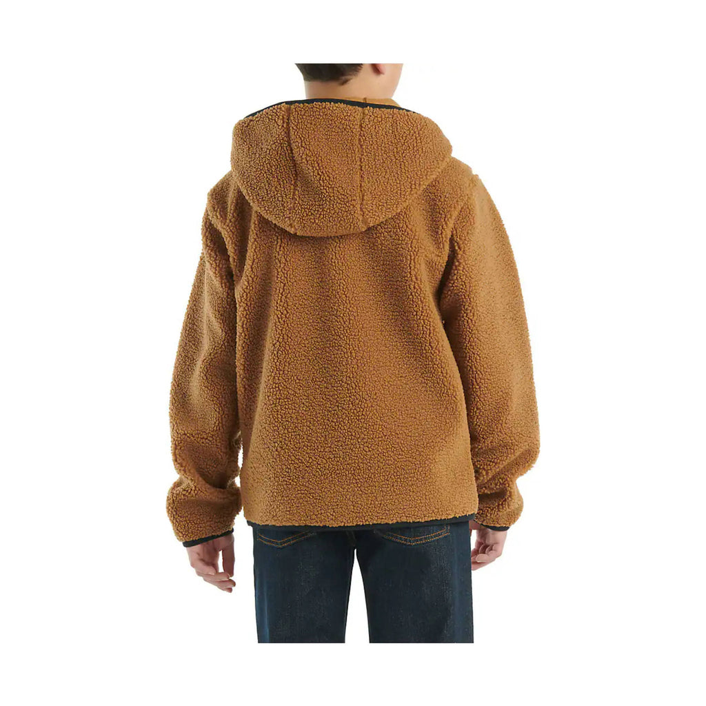 Carhartt Boys' Long Sleeve Fleece Hooded Half Zip Sweatshirt - Brown - Lenny's Shoe & Apparel