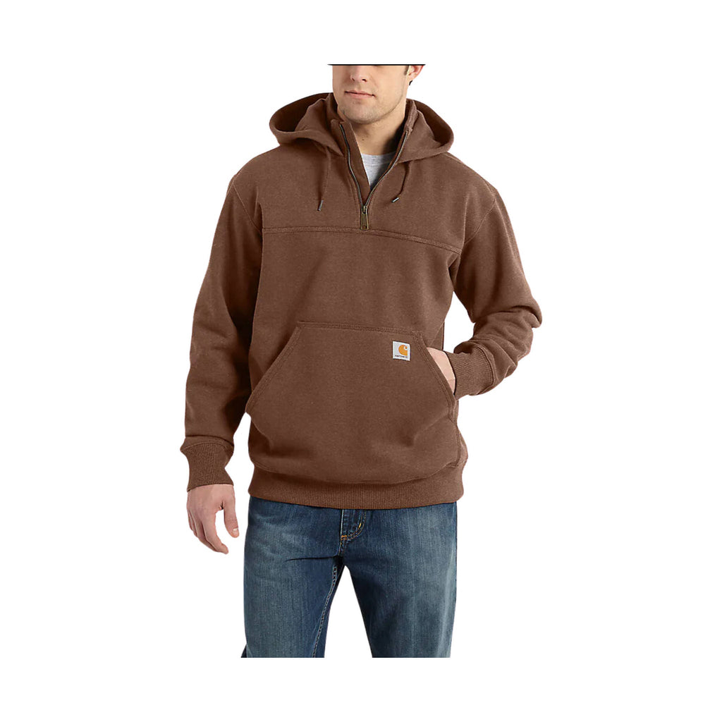 Carhartt Men's Rain Defender Paxton Heavyweight Hooded Quarter Zip Mock Sweatshirt - Mocha Heather - Lenny's Shoe & Apparel