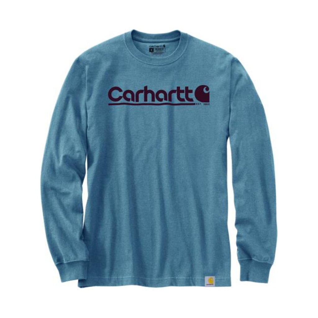 Carhartt Relaxed Fit Heavyweight Long Sleeve Logo Graphic T Shirt - Thundercloud Heather - ONLINE STORE CREDIT/EXCHANGE ONLY - Lenny's Shoe & Apparel