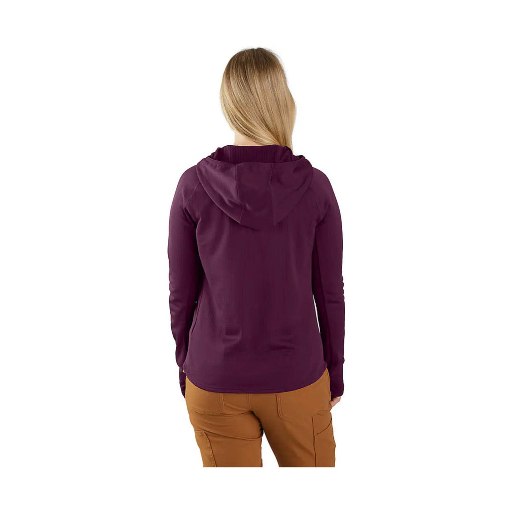 Carhartt Women's Force Relaxed Fit Half Zip Hooded T Shirt - Eggplant - Lenny's Shoe & Apparel