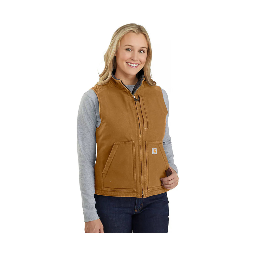 Carhartt Women's Sherpa Lined Vest Relaxed Fit - Carhartt Brown - Lenny's Shoe & Apparel