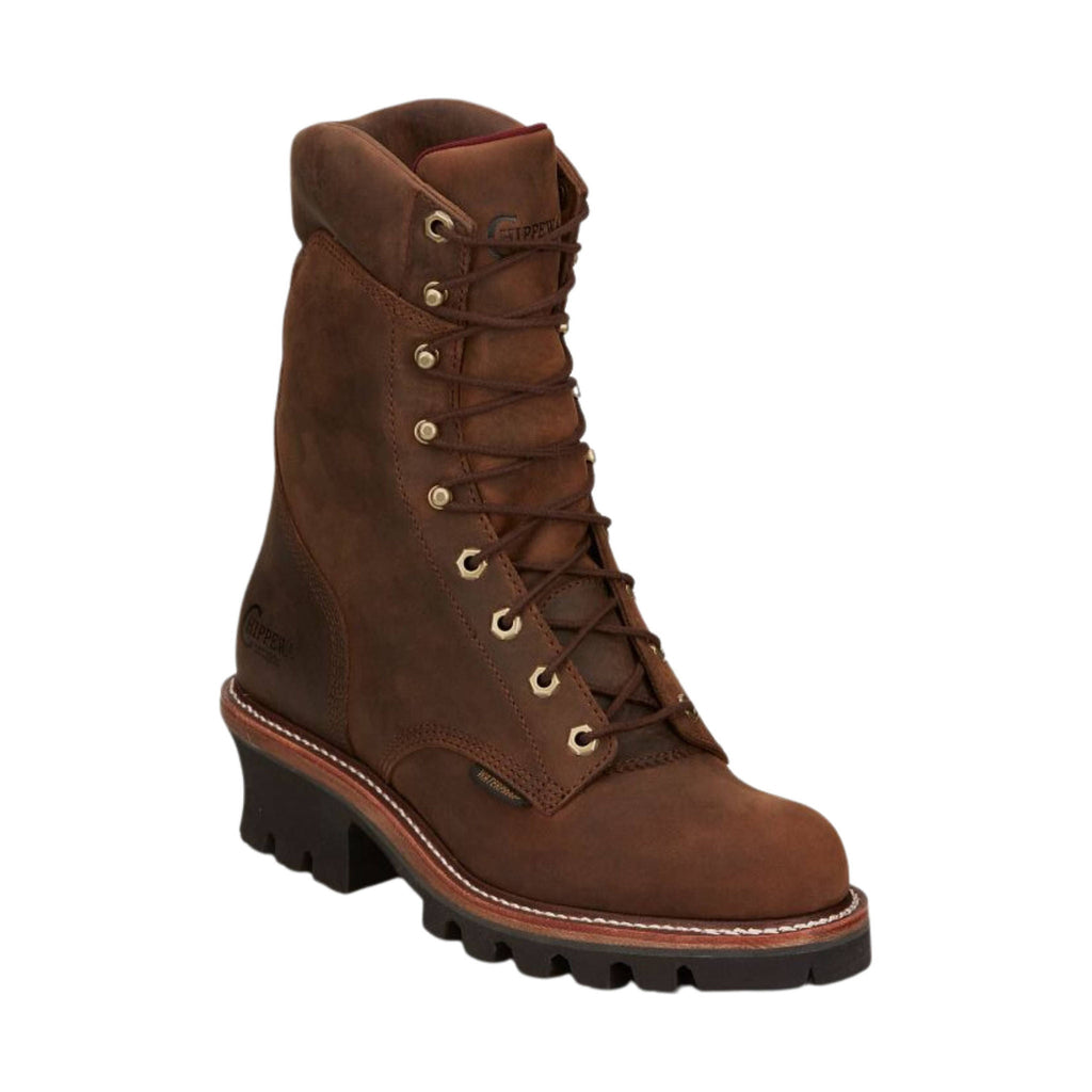 Chippewa Men's Super DNA Waterproof 9 Inch Logger Soft Toe Work Boots - Brown - Lenny's Shoe & Apparel