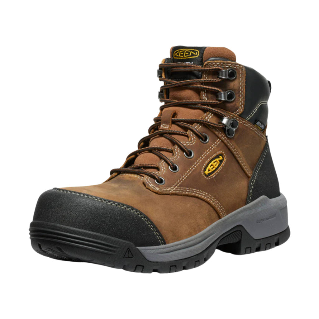 KEEN Utility Men's Evanston 6 Inch Waterproof Carbon Toe Work Boots - Bison/Black - Lenny's Shoe & Apparel