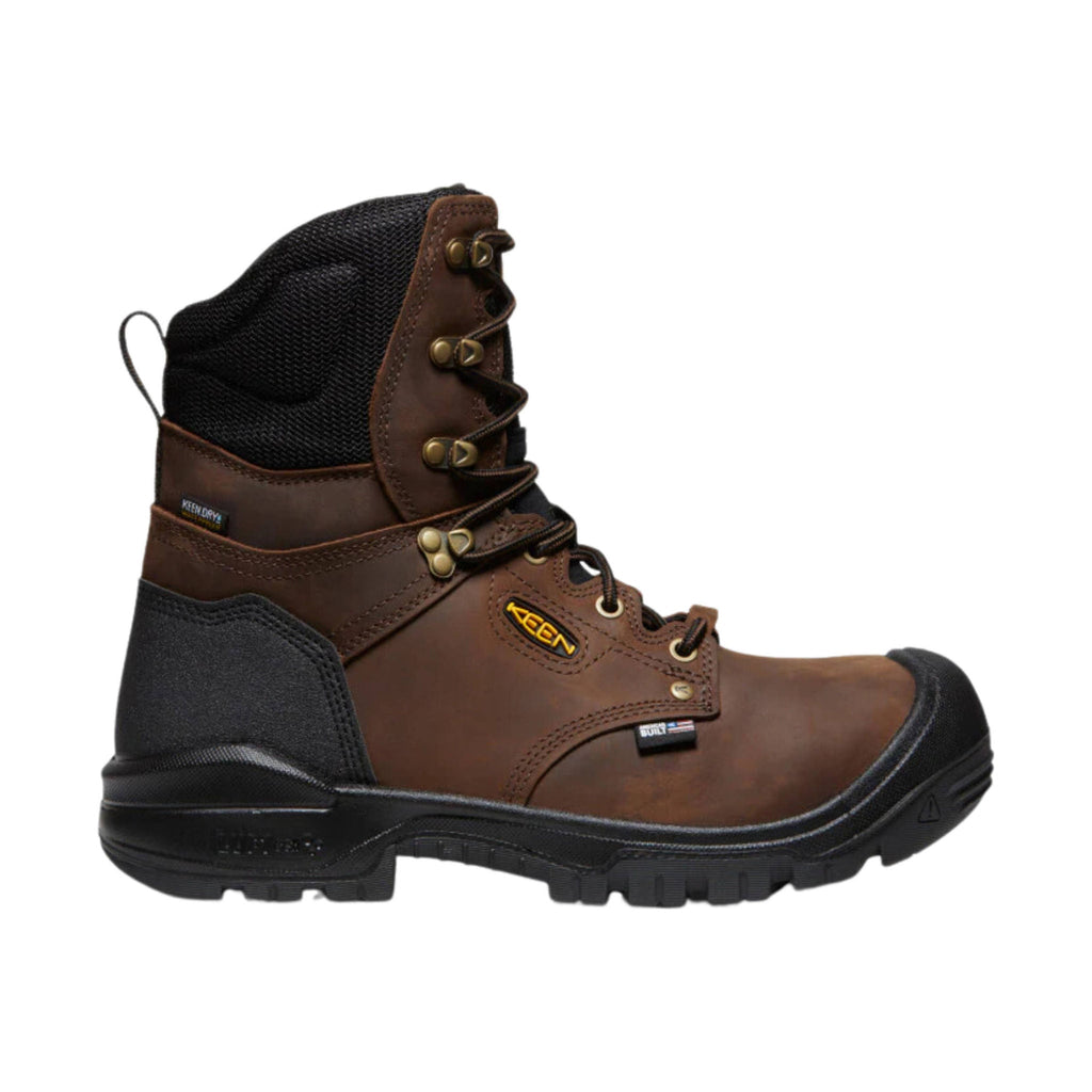 KEEN Utility Men's Independence 8 Inch Insulated Waterproof Carbon Fiber Toe Work Boots - Dark Earth/Black - Lenny's Shoe & Apparel