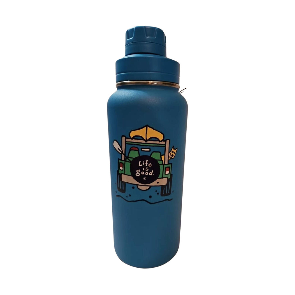Life Is Good Dog Rocket Jeep Stainless Steel 32 oz Water Bottle - Royal Blue - Lenny's Shoe & Apparel