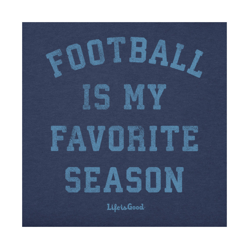 Life Is Good Men's Football Is My Favorite Season Long Sleeve Crusher Tee - Darkest Blue - Lenny's Shoe & Apparel