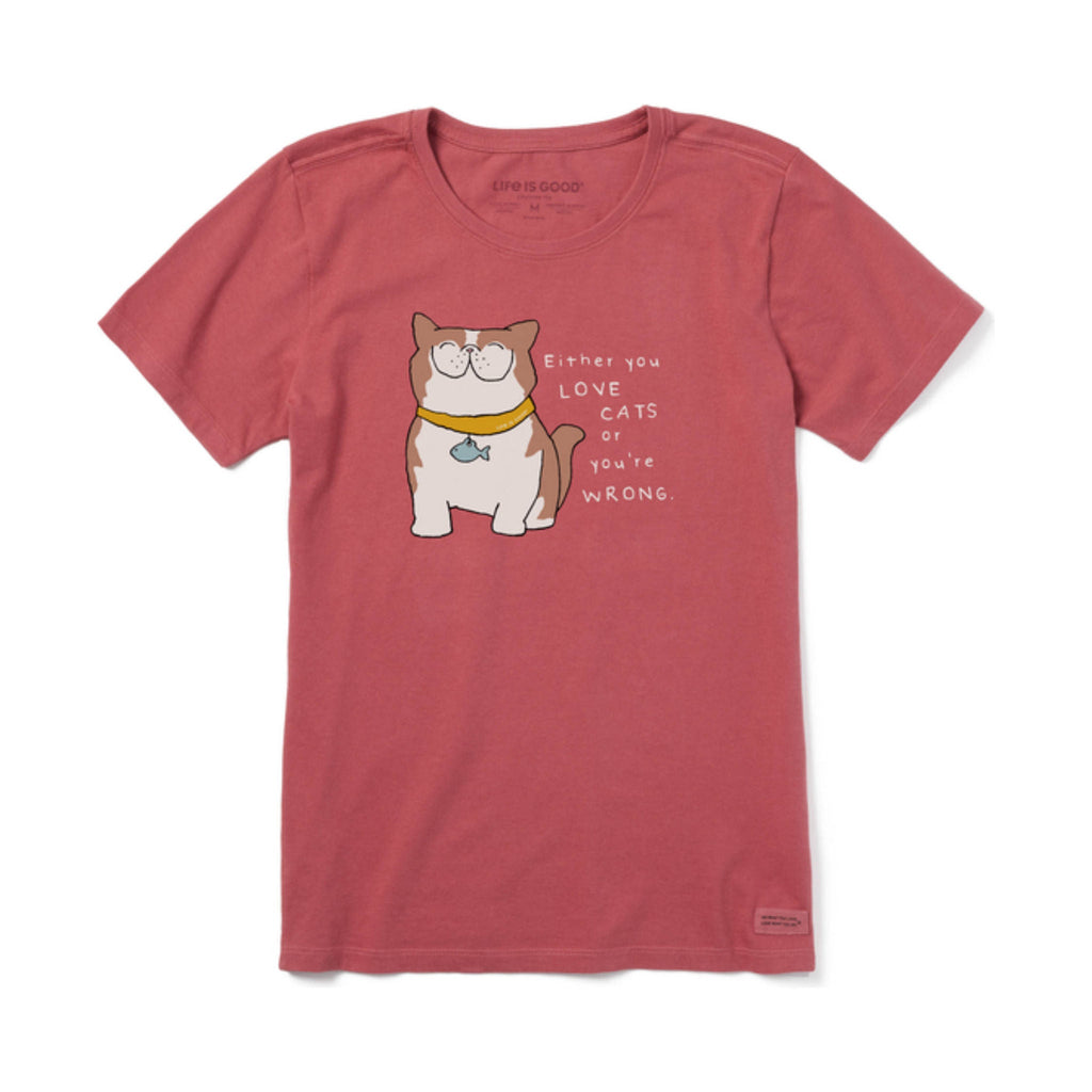 Life Is Good Women's Quirky Exotic Love Cats Crusher Tee - Faded Red - Lenny's Shoe & Apparel