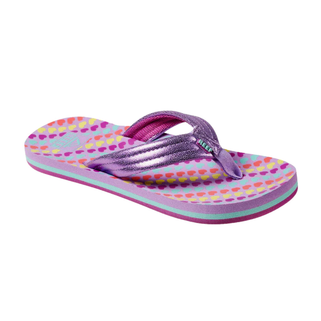 Reef Kids Ahi Flip Flop - Lavender Hearts - Lenny's Shoe & Apparel