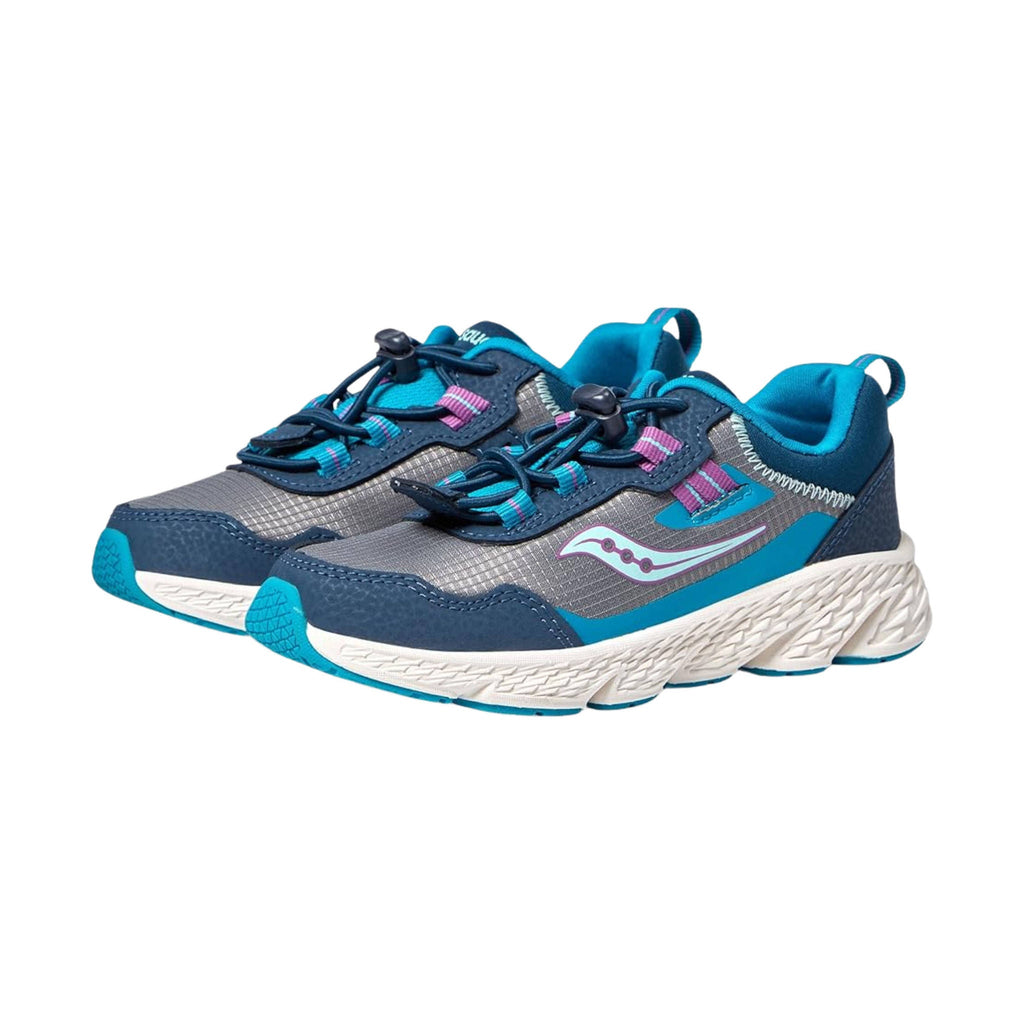 Saucony Kids' Wind Shield 3.0 Shoes - Navy/Grey/Turquoise FINAL SALE - Lenny's Shoe & Apparel