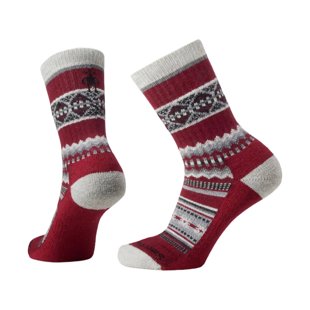 Smartwool Women's Snowed In Sweater Crew Socks - Tibetan Red - ONLINE STORE CREDIT/EXCHANGE ONLY - Lenny's Shoe & Apparel