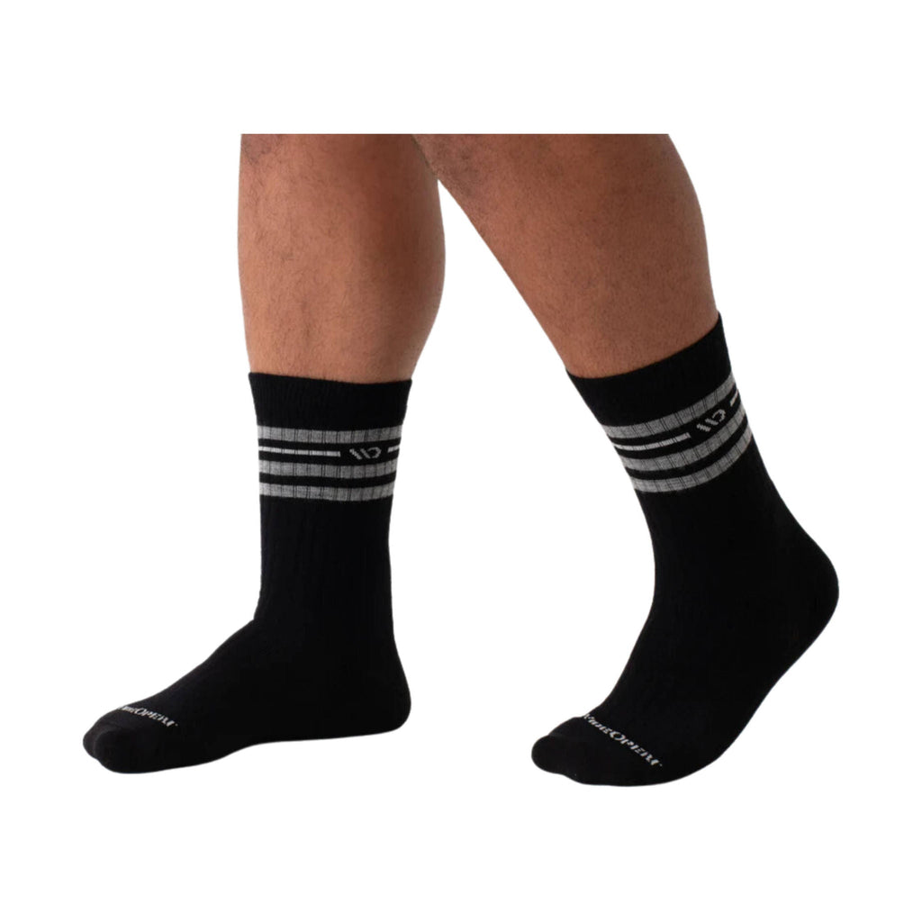 Wide Open Men's Vintage Stripe Cushioned Crew Socks - Black - Lenny's Shoe & Apparel