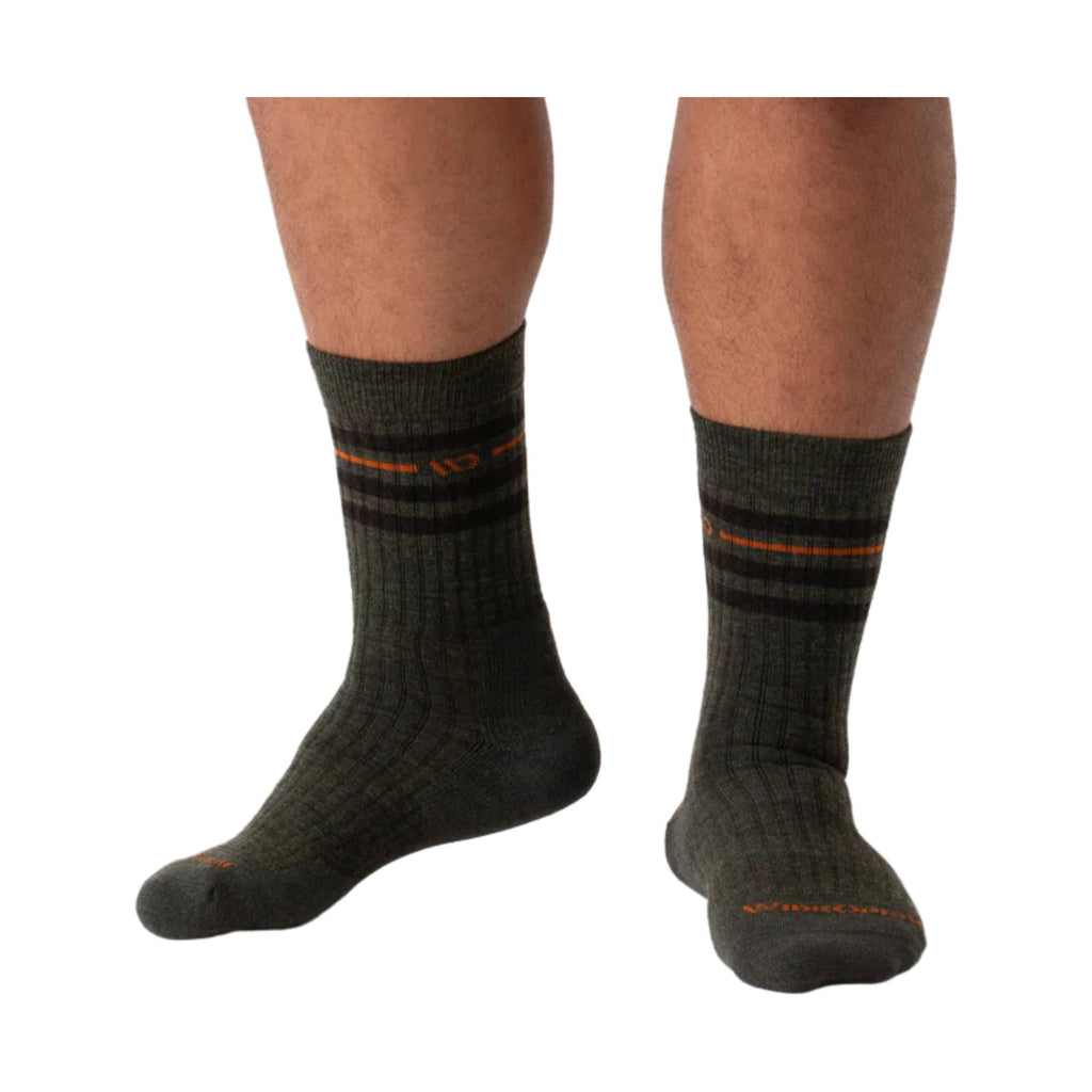 Wide Open Men's Vintage Stripe Cushioned Crew Socks - Forest - Lenny's Shoe & Apparel