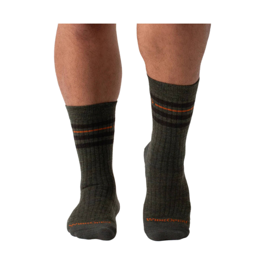 Wide Open Men's Vintage Stripe Cushioned Crew Socks - Forest - Lenny's Shoe & Apparel