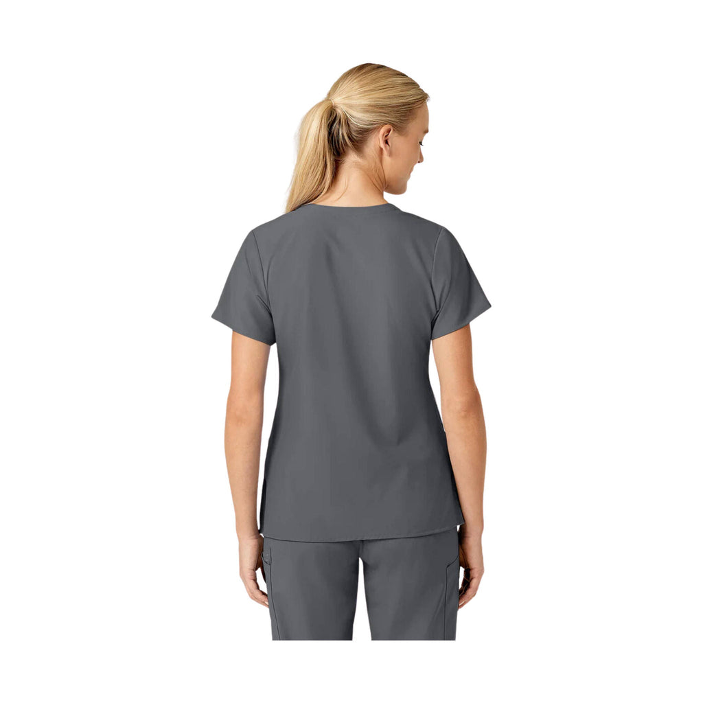 WonderWink Women's Stylized V-Neck Scrub Top - Pewter - Lenny's Shoe & Apparel