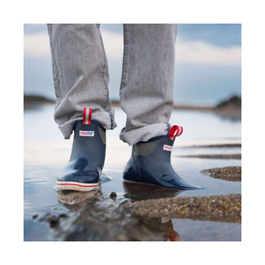 Xtratuf Men's 6 Inch Ankle Deck Rain Boot - Navy/Red - Lenny's Shoe & Apparel