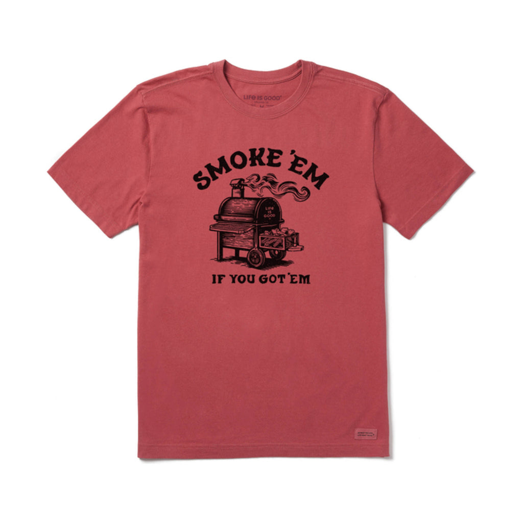 Life Is Good Men's Woodcut Smoke'em Short Sleeve Tee - Faded Red - Lenny's Shoe & Apparel