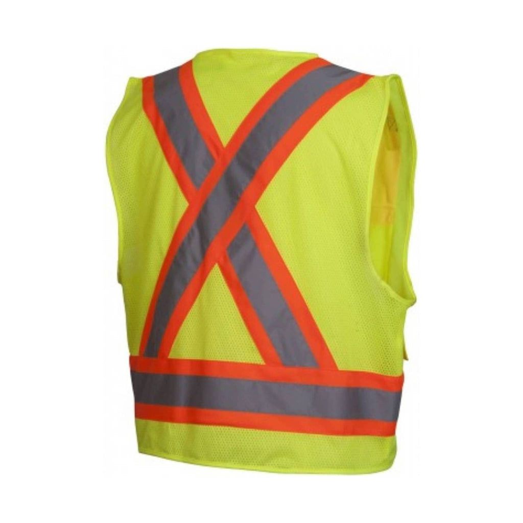 Pyramex Men's Hi-Viz Safety Zipper Vest - Yellow - Lenny's Shoe & Apparel