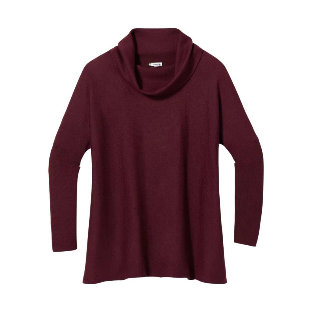 Smartwool Women's Edgewood Poncho Sweater - Black Cherry Heather - Lenny's Shoe & Apparel