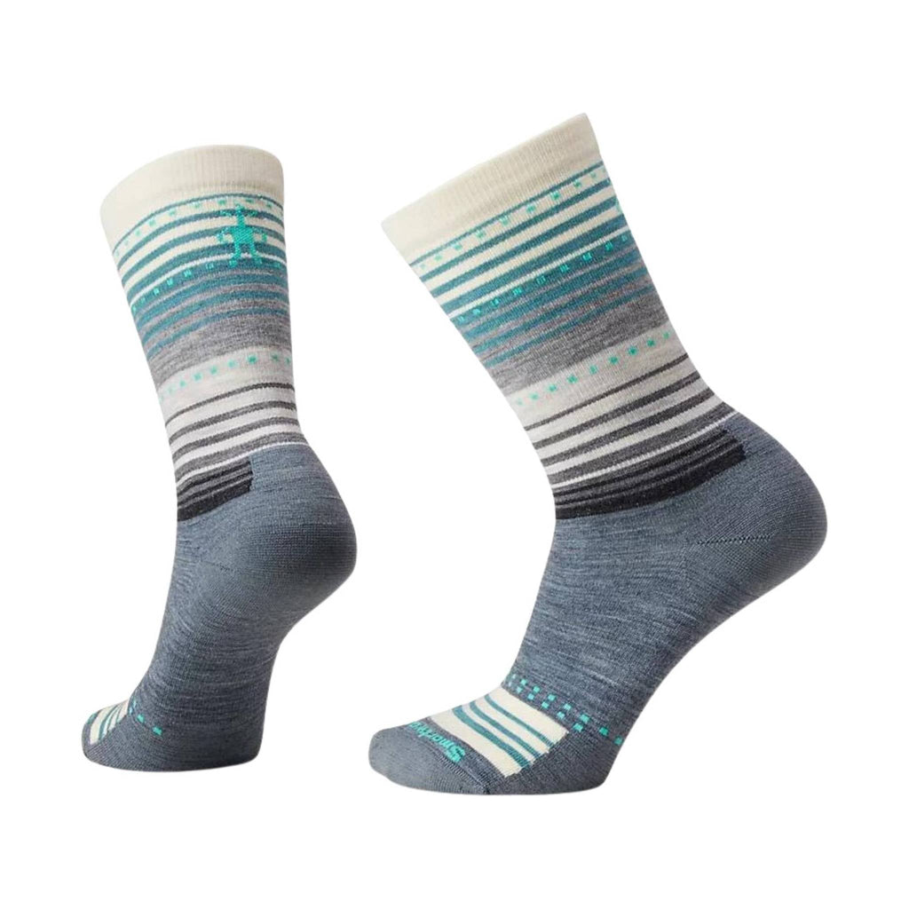 Smartwool Women's Everyday Stitch Stripe Zero Cushion Crew Socks - Pewter Blue - Lenny's Shoe & Apparel