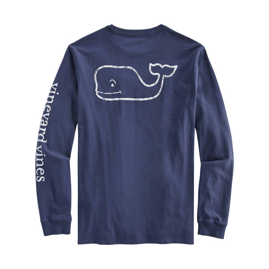 Vineyard Vines Men's Vintage Whale Long-Sleeve Pocket Tee - Blue Blazer - Lenny's Shoe & Apparel