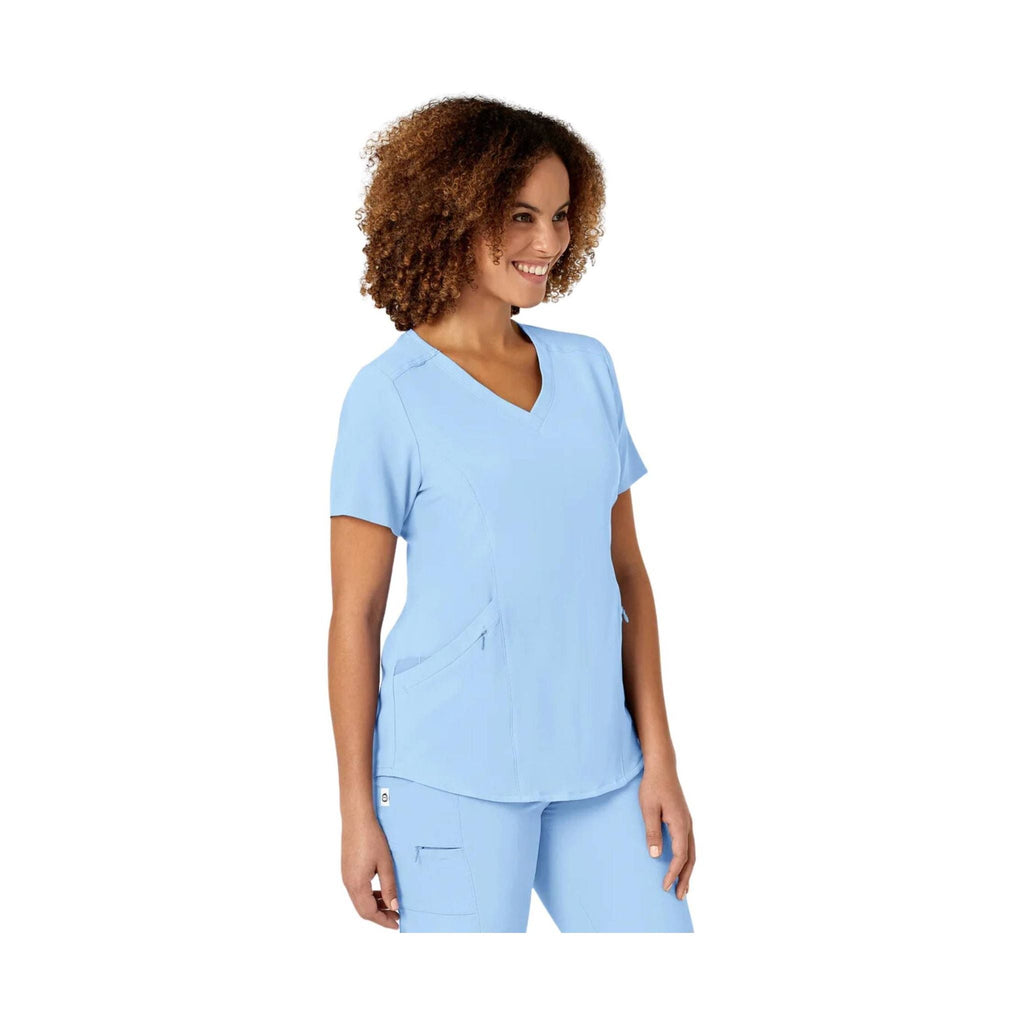 WonderWink Women's Renew V Neck Scrub Top - Powder Blue - Lenny's Shoe & Apparel